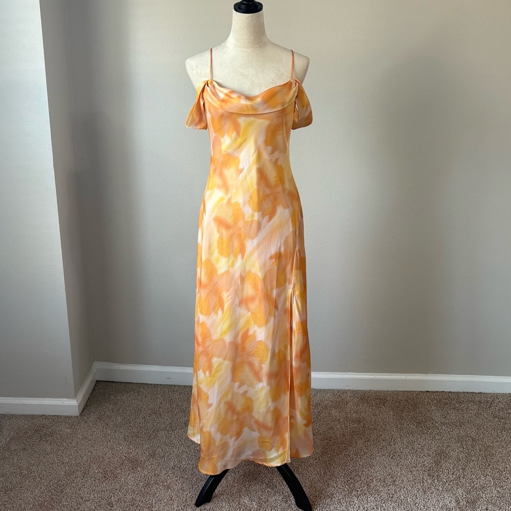 ASTR The Label Watercolor Sunset Maxi Slip Dress